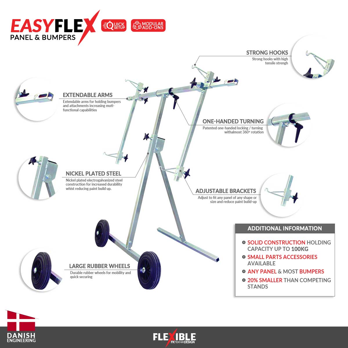 Flexible EasyFlex All-in-1 Panel Stand - 220lb/100kg Lifting. (FCR-805000)