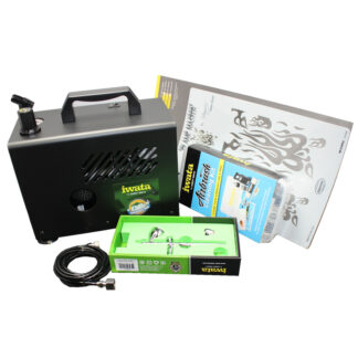 Iwata NEO CN Gravity Dual-Action Airbrush Kit 2 (NEO-CN-KIT 2) with Cleaning Kit, Smart Jet Pro Compressor and Stencil *Budget Bargain!*