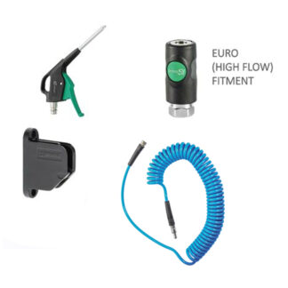 Prevost Spiral Hose Air Blow Gun Kit With Wall Bracket Euro High Flow 2715