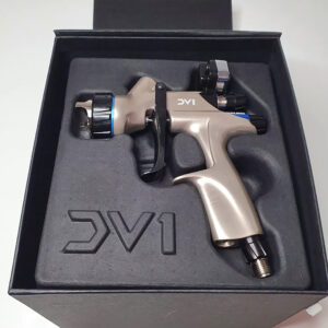 DeVilbiss DV1 Original Premier Limited Silver/Olive Non-Digital Basecoat Spray Gun (DV1-C-000-12-B / DV1-U-000-14-B+)