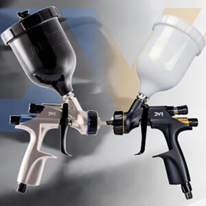 DeVilbiss DV1 Original Premier Limited Silver/Olive Non-Digital Basecoat Spray Gun (DV1-C-000-12-B / DV1-U-000-14-B+)