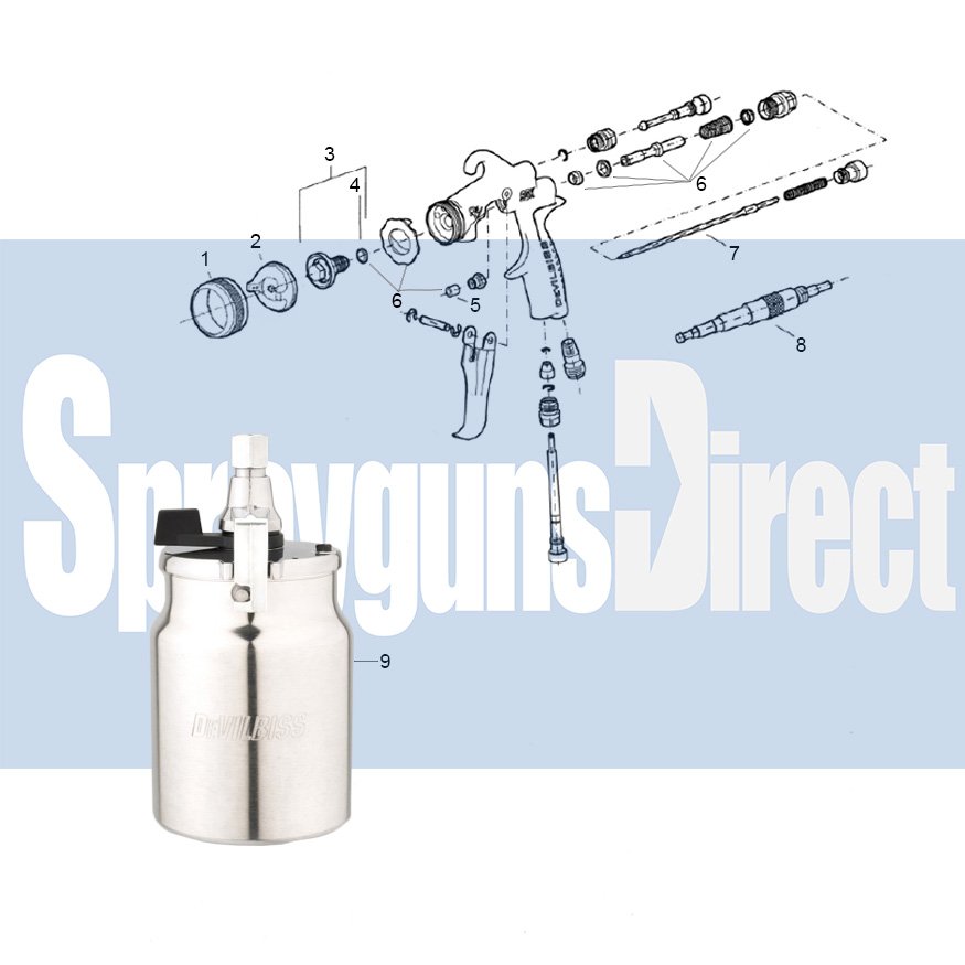 devilbiss flg5 suction spray gun parts breakdown spraygunsdirect