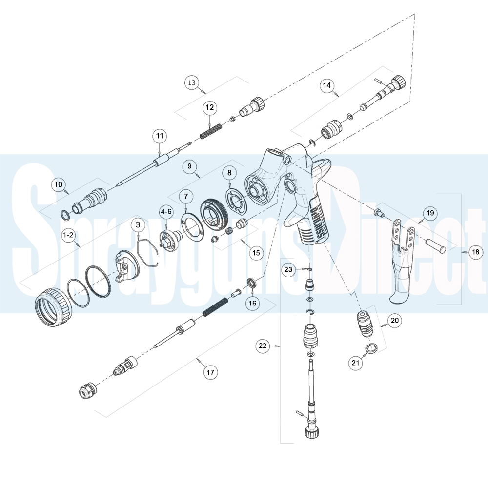 DeVilbiss GPG Conventional Spray Gun Parts Breakdown