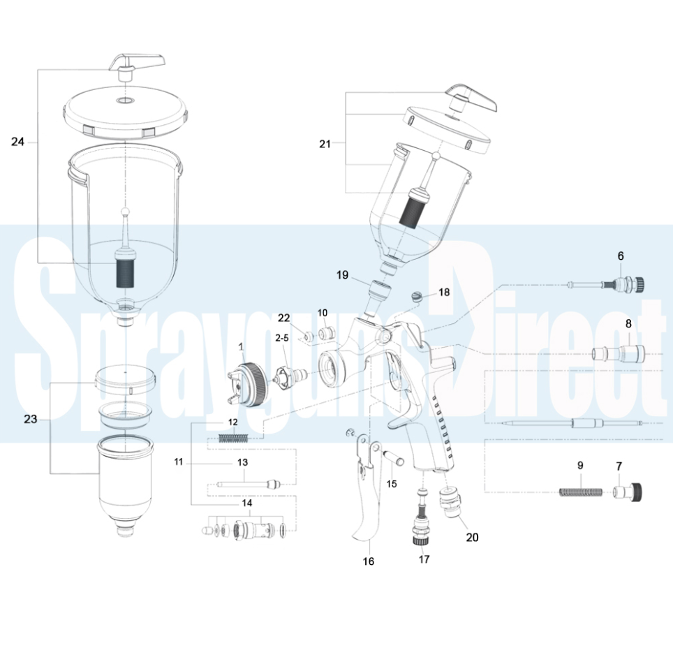iwata az4 hte s spray gun parts breakdown sprayguns direct