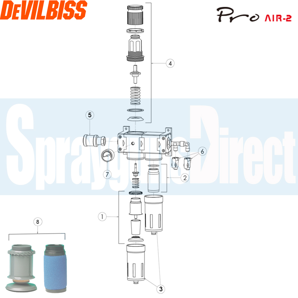 devilbiss pro air 2 filter regulator parts breakdown sprayguns direct