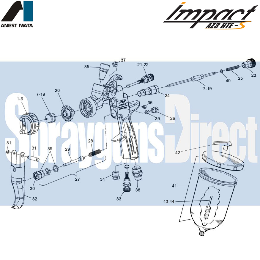 iwata az3 water spray gun parts breakdown sprayguns direct