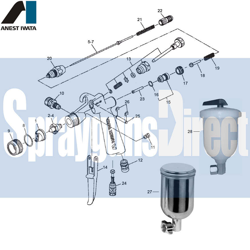 iwata lph50 spray guns parts breakdown sprayguns direct