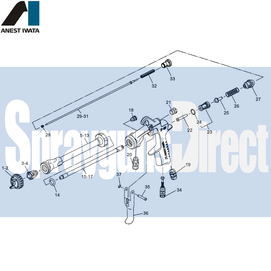 iwata lwb spray gun parts breakdown sprayguns direct