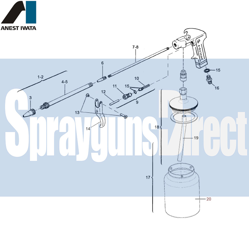 iwata p6 pl6 spray gun parts breakdown sprayguns direct