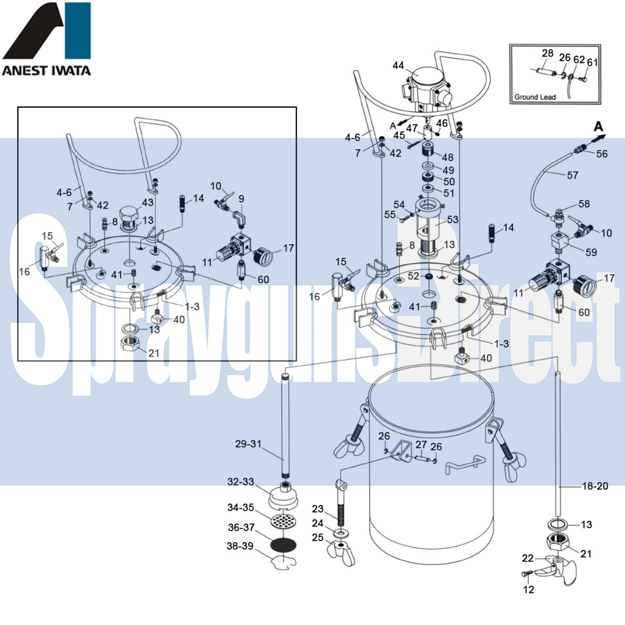 iwata pet pressure tank parts breakdown sprayguns direct