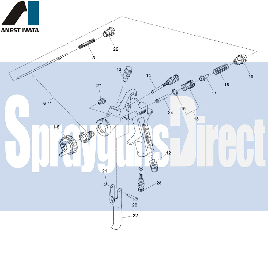 iwata w300 spray gun parts breakdown