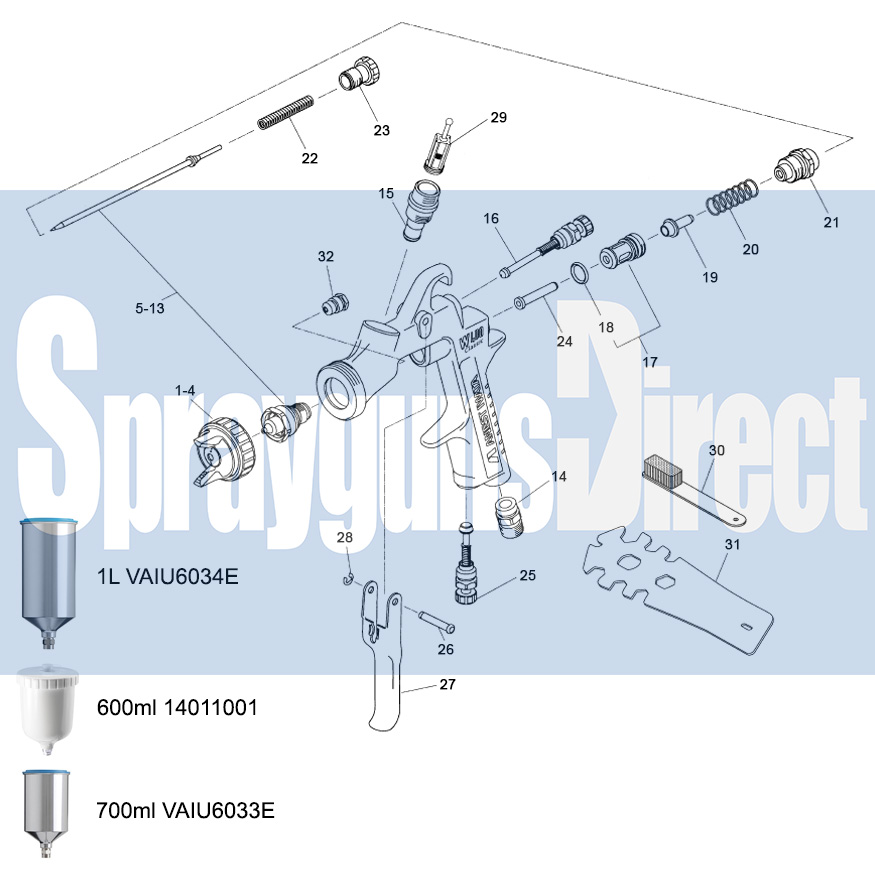 iwata w400 spray gun parts breakdown sprayguns direct