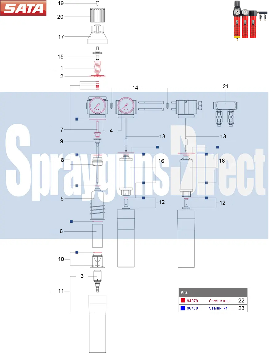 sata 484 filter with floor carrying support parts breakdown sprayguns direct