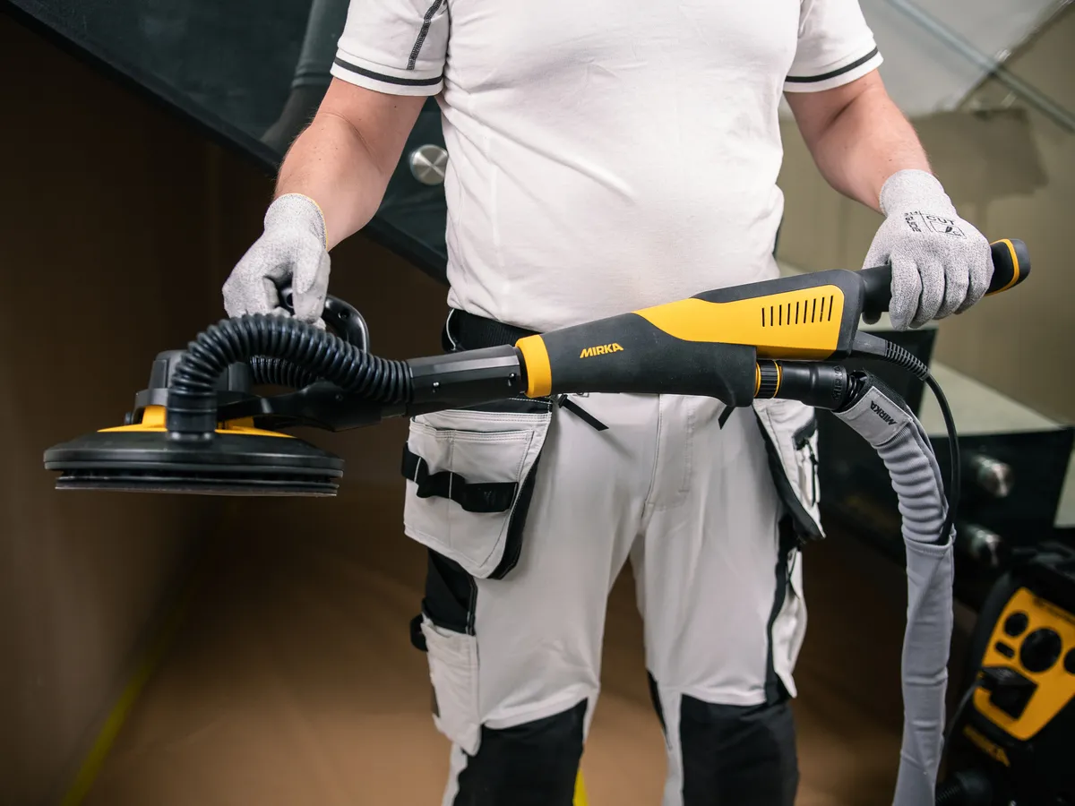 Mirka LEROS-S 950X UK Ø 225mm 5.0mm Orbit Dual Voltage with Bag, Brushless Wall and Ceiling Sander (MIW95071BAUK)
