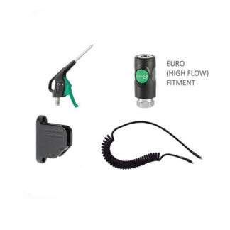 Prevost Spiral Hose Air Blow Gun Kit With Wall Bracket Euro High Flow