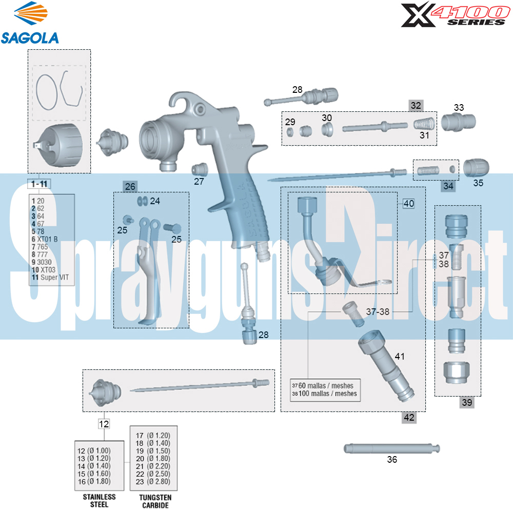 sagola 4100 pressure spray gun parts breakdown sprayguns direct