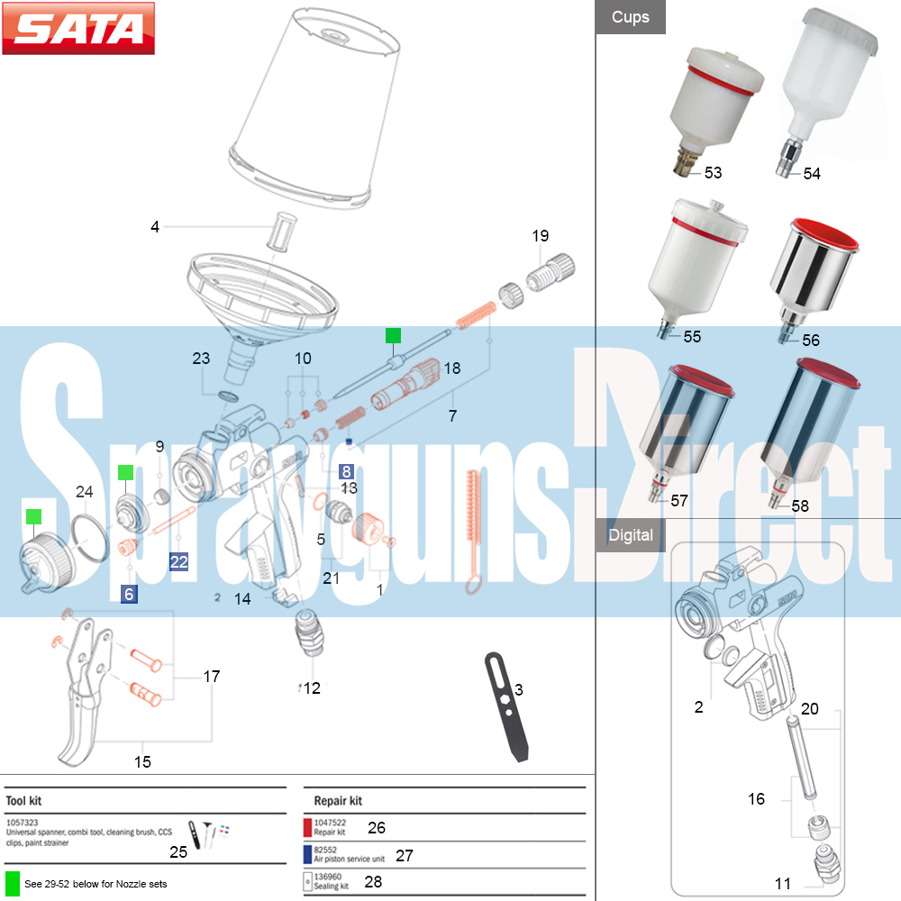 SATAjet X 5500 Spray Gun Parts Breakdown spray guns direct