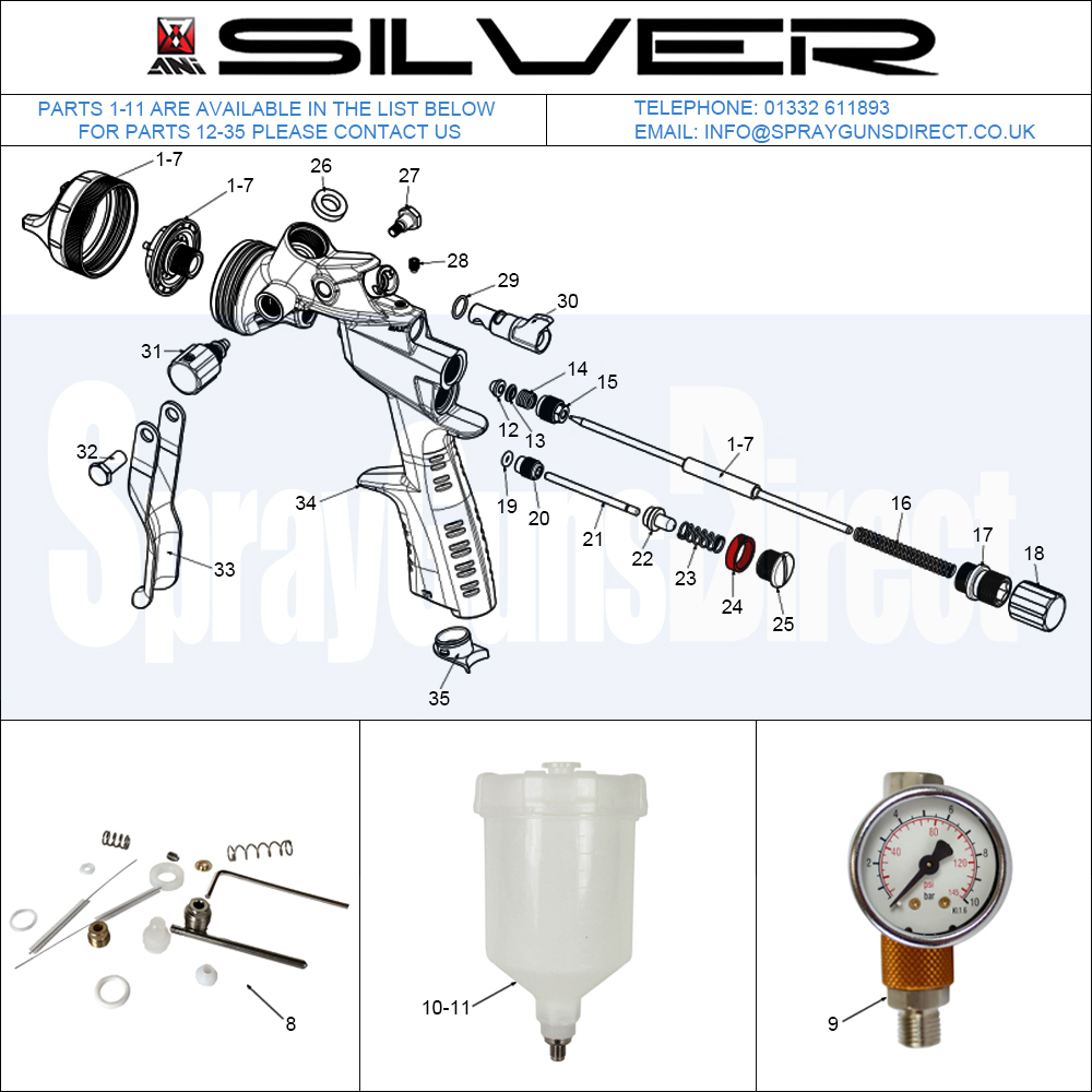ANI f160 Spray Gun Parts Breakdown Spray Guns Direct