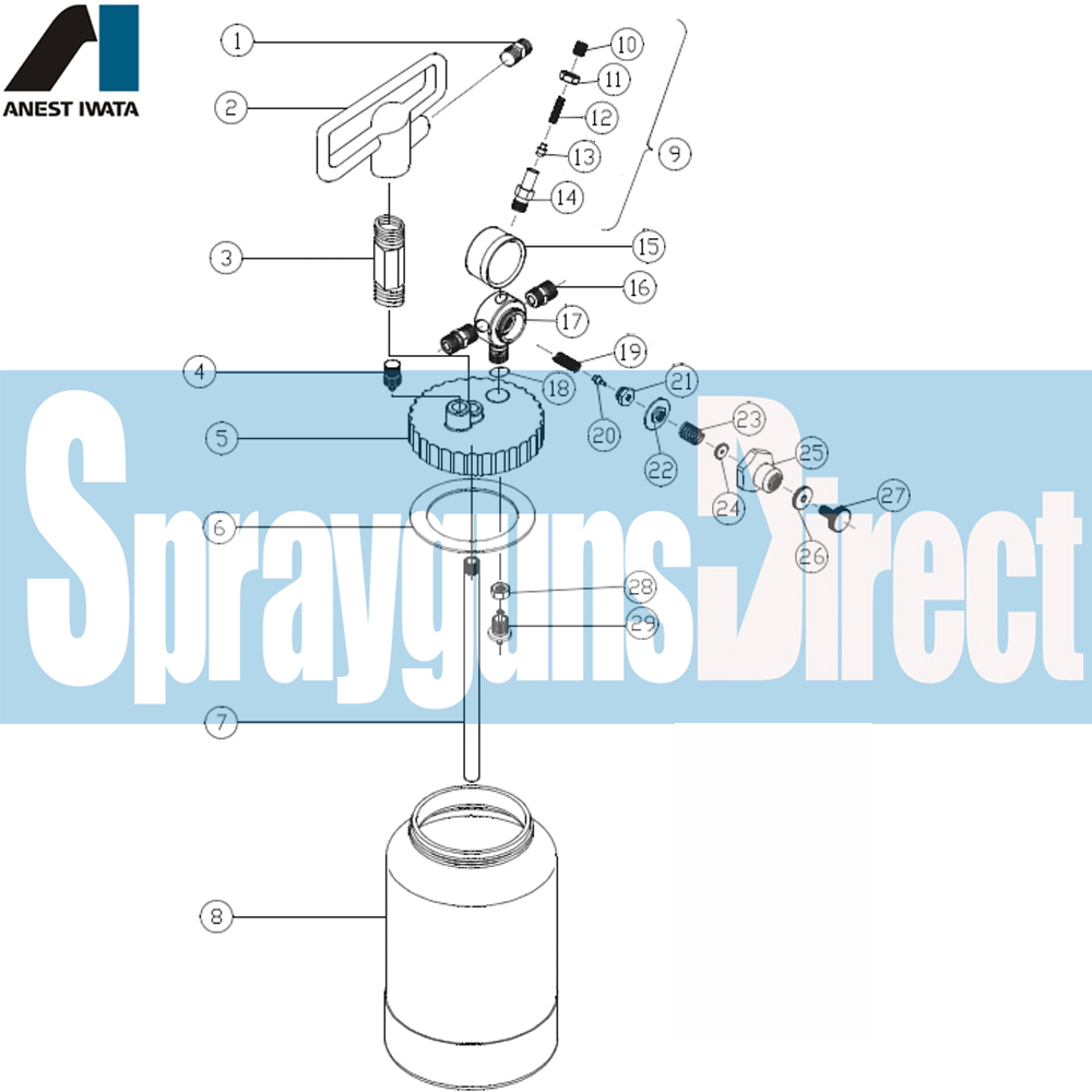 iwata pc18d pressure pot parts breakdown spray guns direct