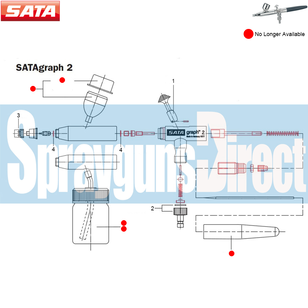 sata graph 2 air brush parts breakdown spares spray guns direct