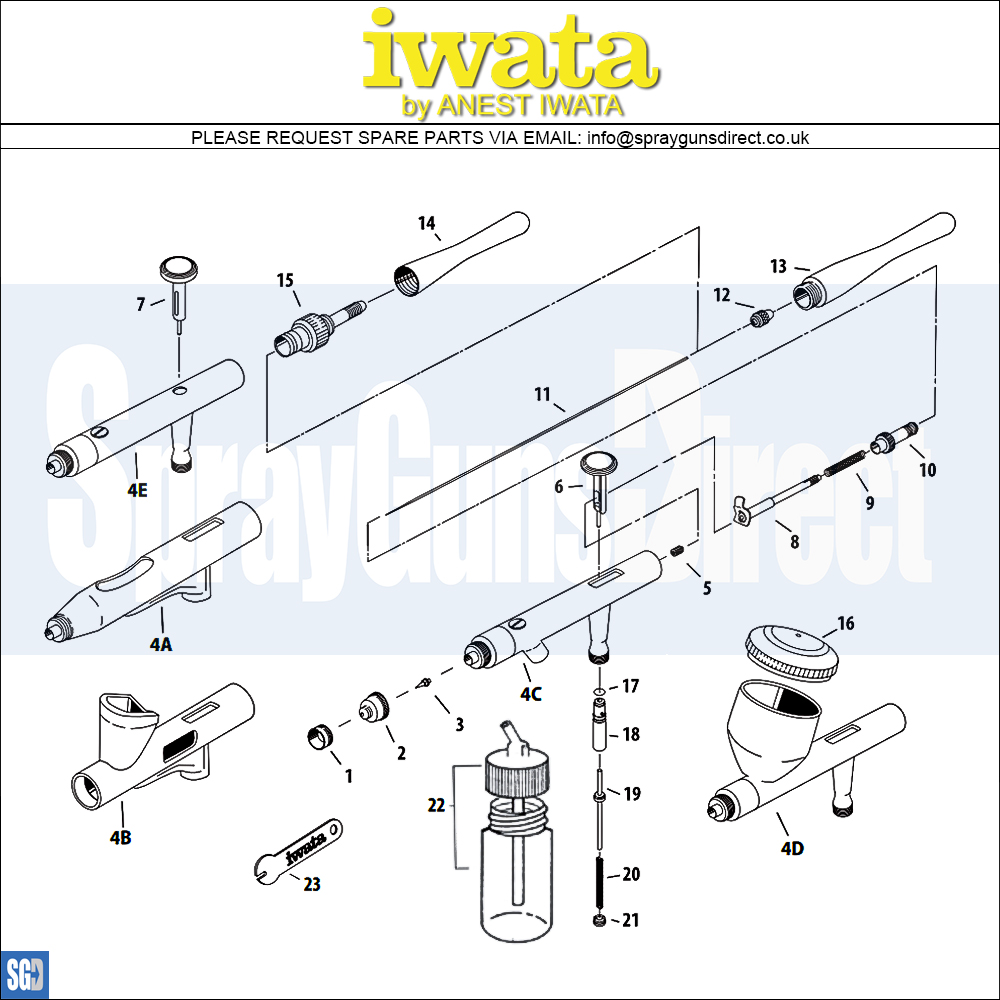 Iwata-Medea Revolution HP TR1 Dual Action Trigger Side Feed