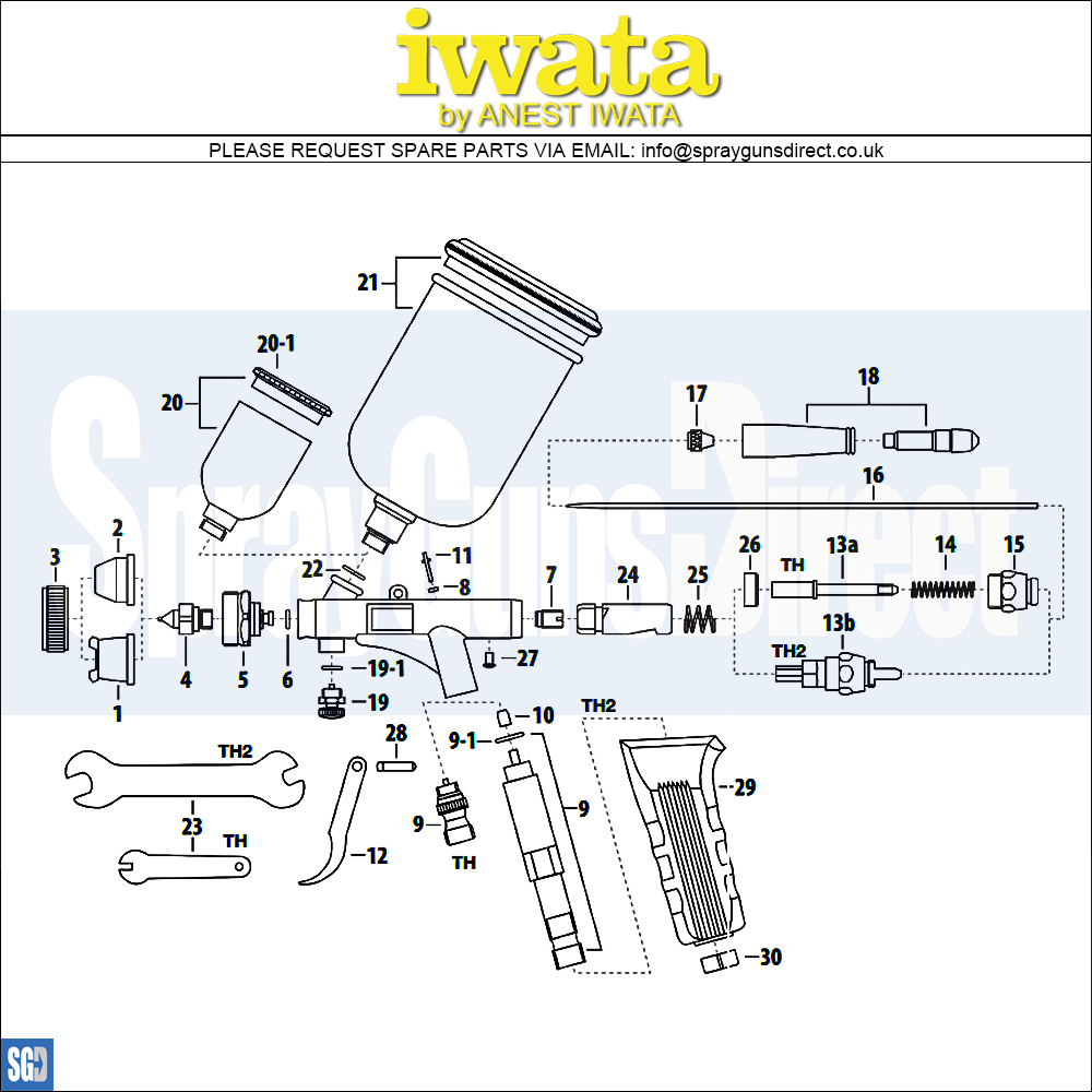 Iwata Vault HP-TH2 Trigger Airbrush Parts Breakdown