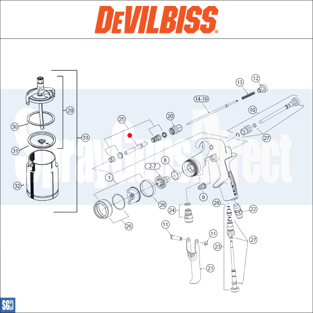 DeVilbiss CVi Compact **DISCONTINUED** Spray Gun Parts Breakdown sprayguns direct