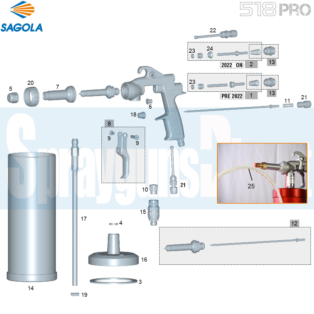 Sagola 518 Pro Pneumatic Gun Parts Breakdown Adaptor