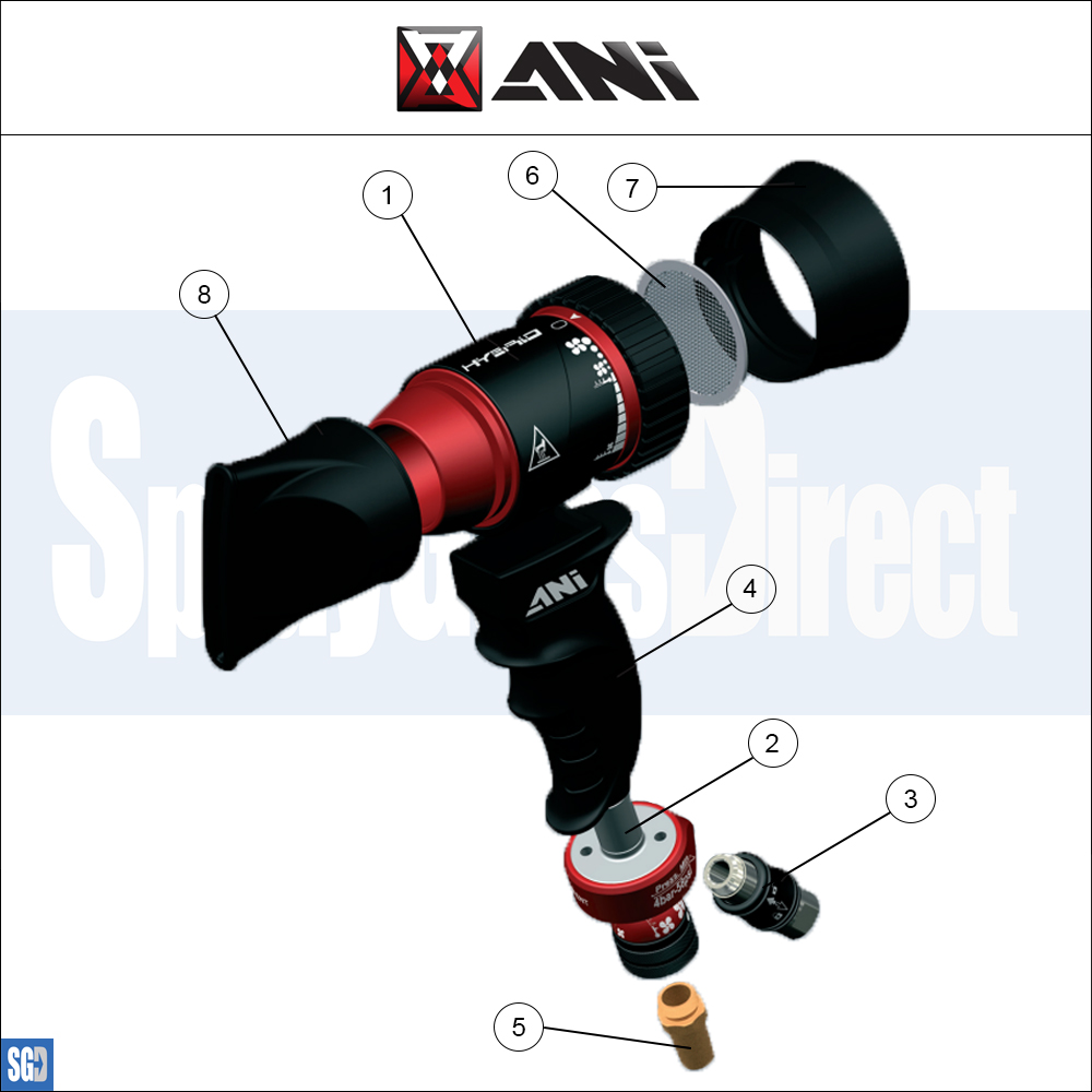 A.N.I. Hybrid Drying Gun with Heating System Parts Breakdown