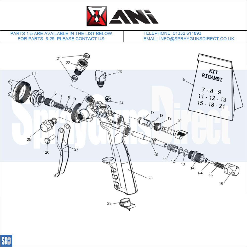 A.N.I. R150 Spray Gun **DISCONTINUED** Parts Breakdown