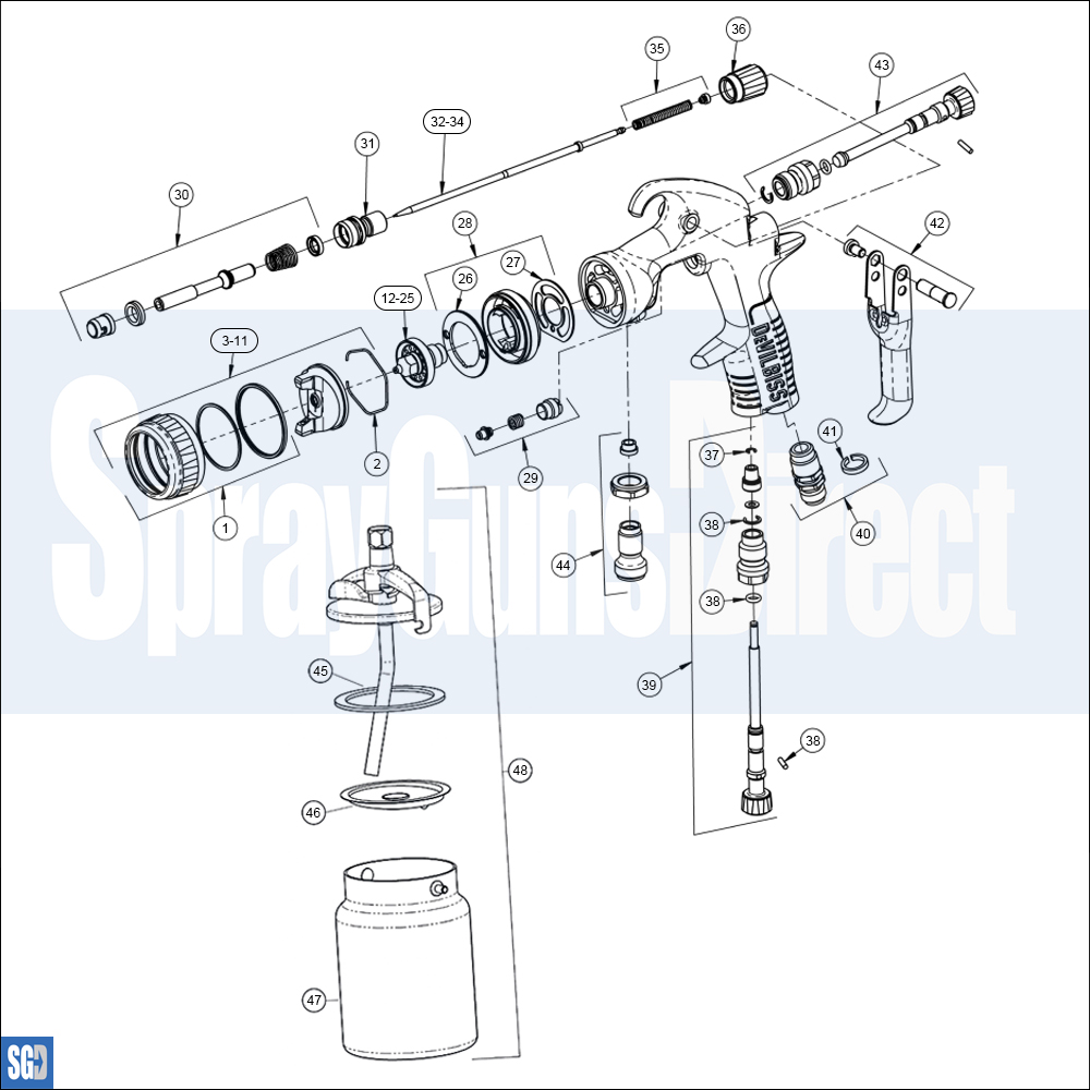 devilbiss pro lite jga suction parts breakdown sprayguns direct