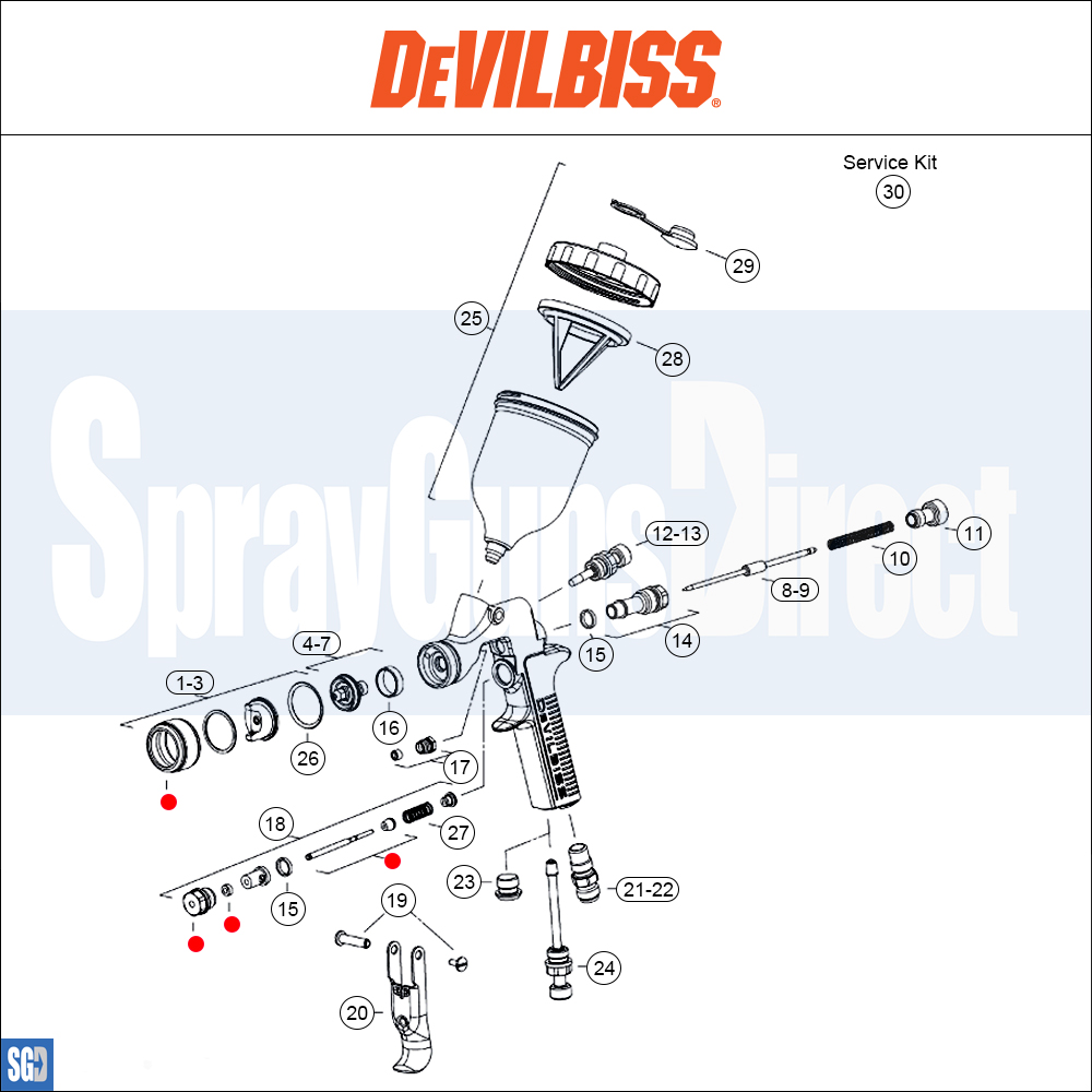 DeVilbiss SRIW/SRI Spray Gun **Discontinued** Parts Breakdown