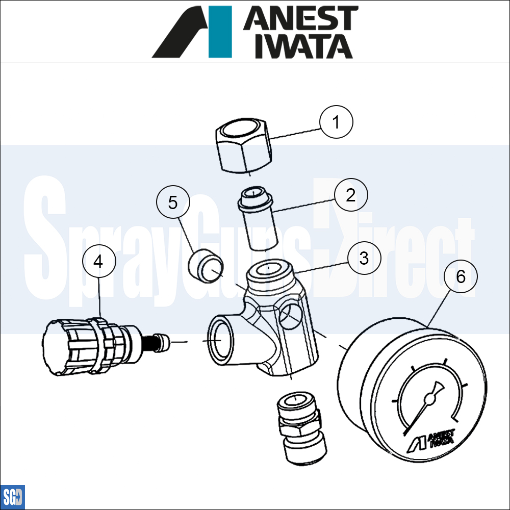 Iwata AFV-1 Air Pressure Regulator Parts Breakdown