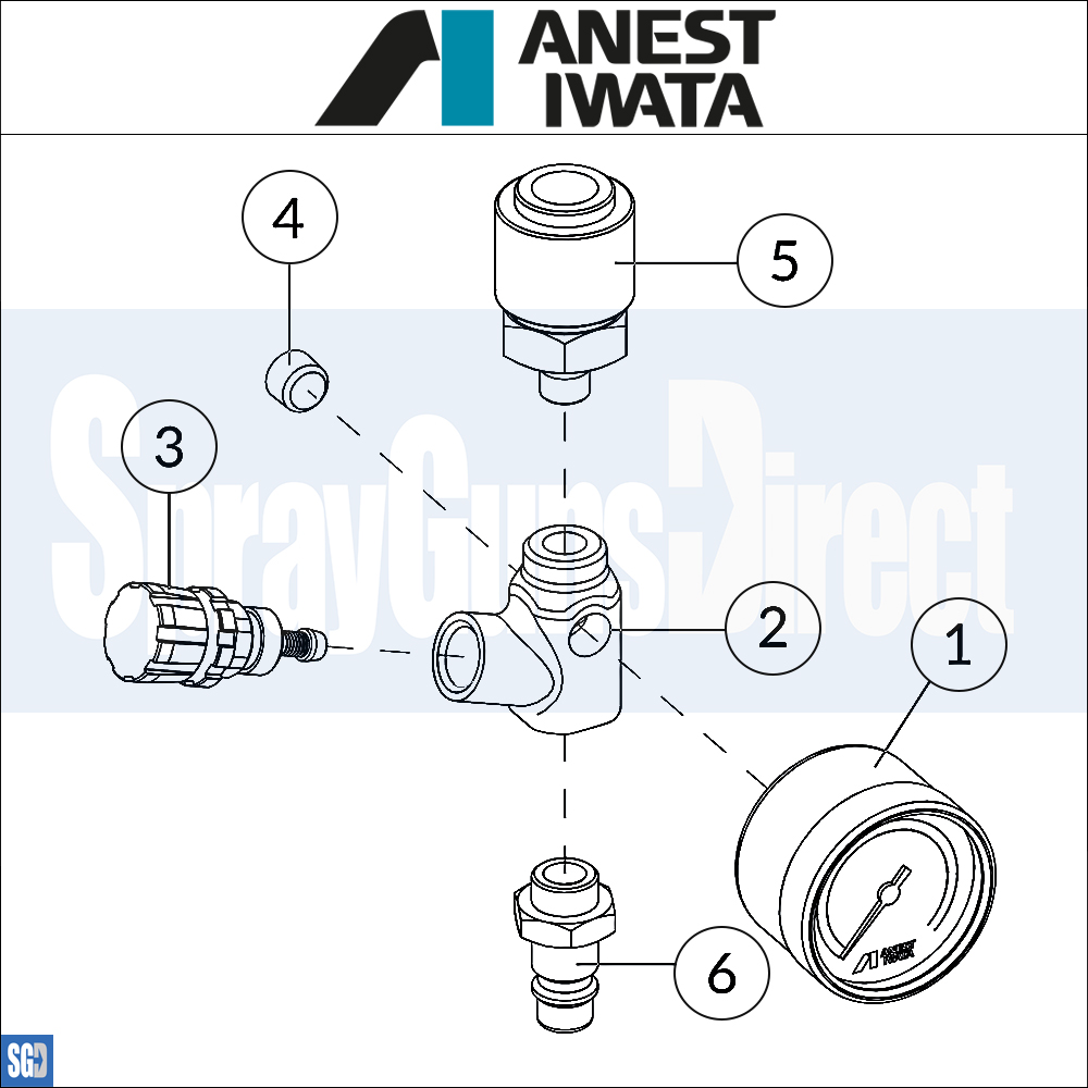 Iwata AFV-2 Air Pressure Regulator Parts Breakdown