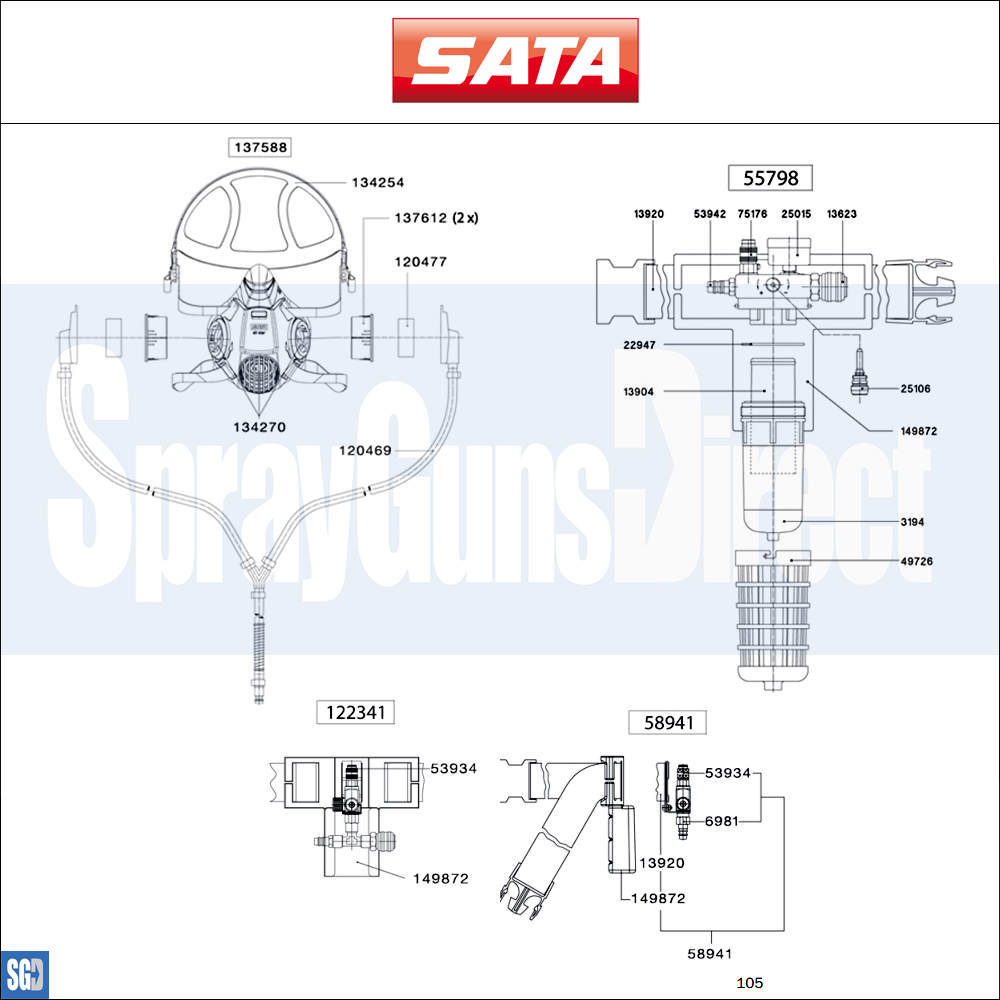 SATA Air Star C Respirator Parts Breakdown