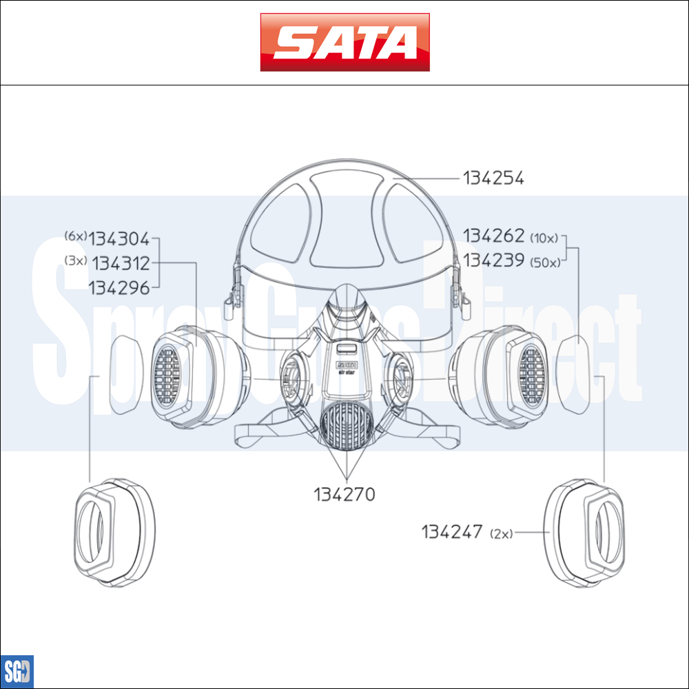 SATA Air Star F Half Mask Parts Breakdown