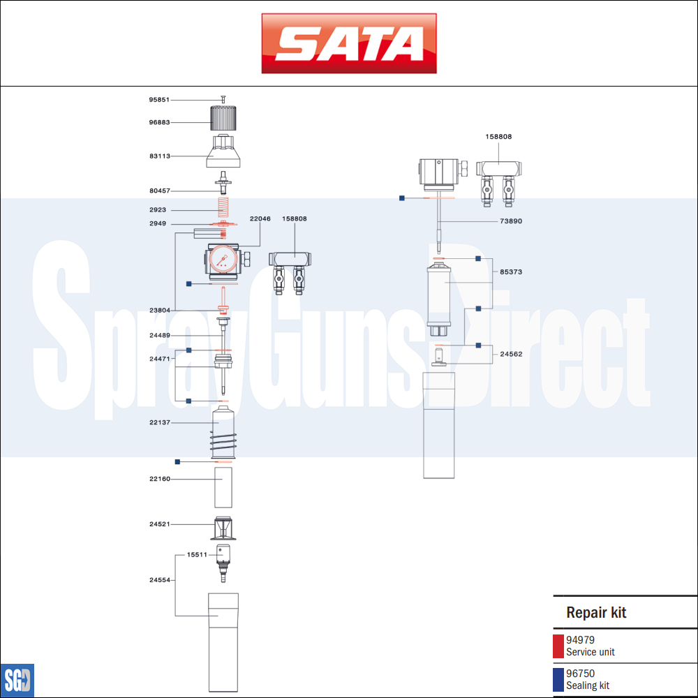 SATA Filter 464 / 434 / 424 / 414 Parts Breakdown