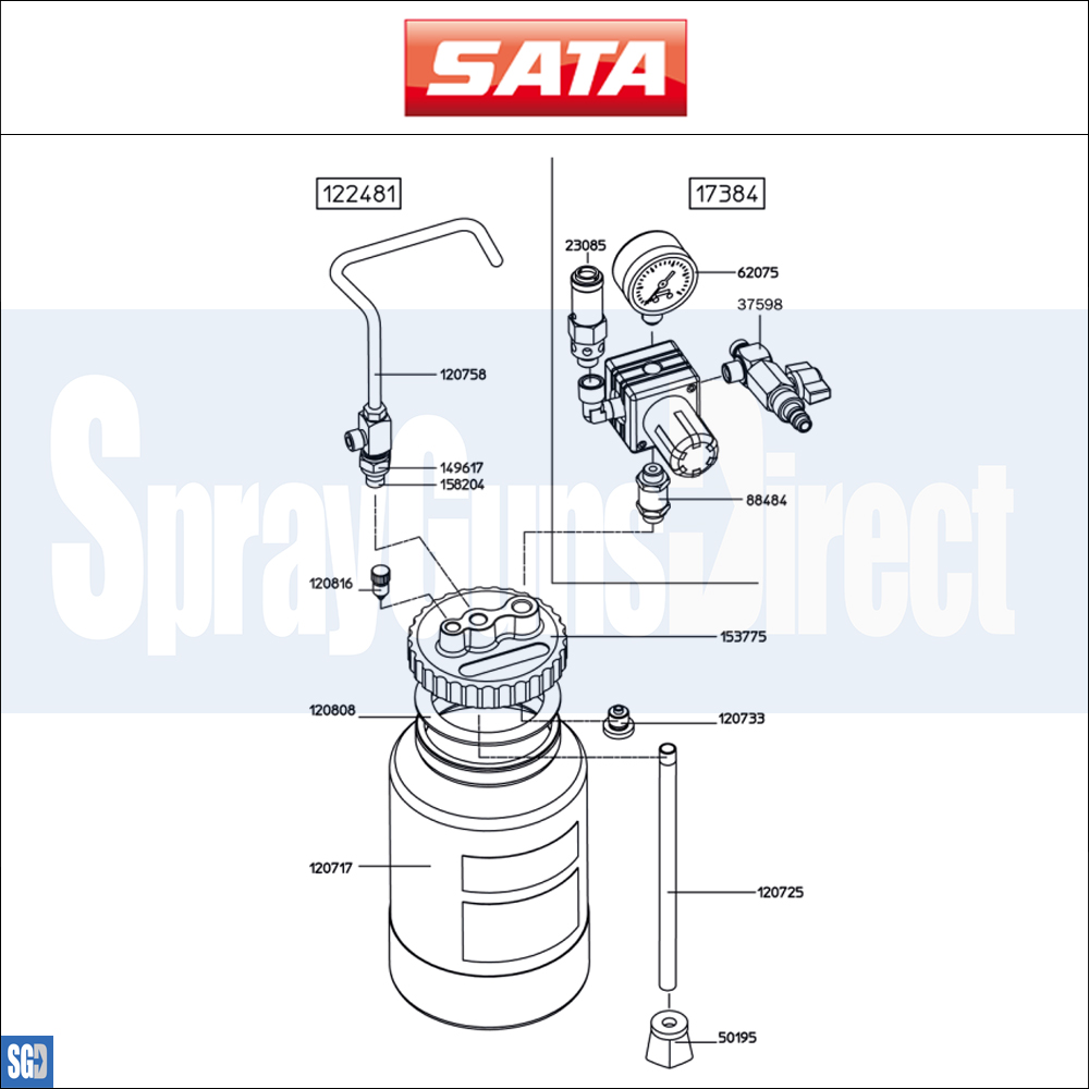 SATA Mini Set 2 Pressure Pot (2 Litre) Parts Breakdown