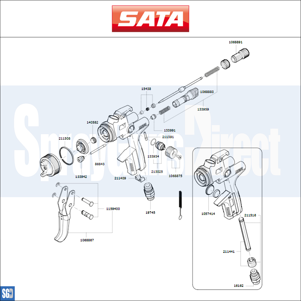 SATAjet X 5500 Universe Spray Gun Parts Breakdown