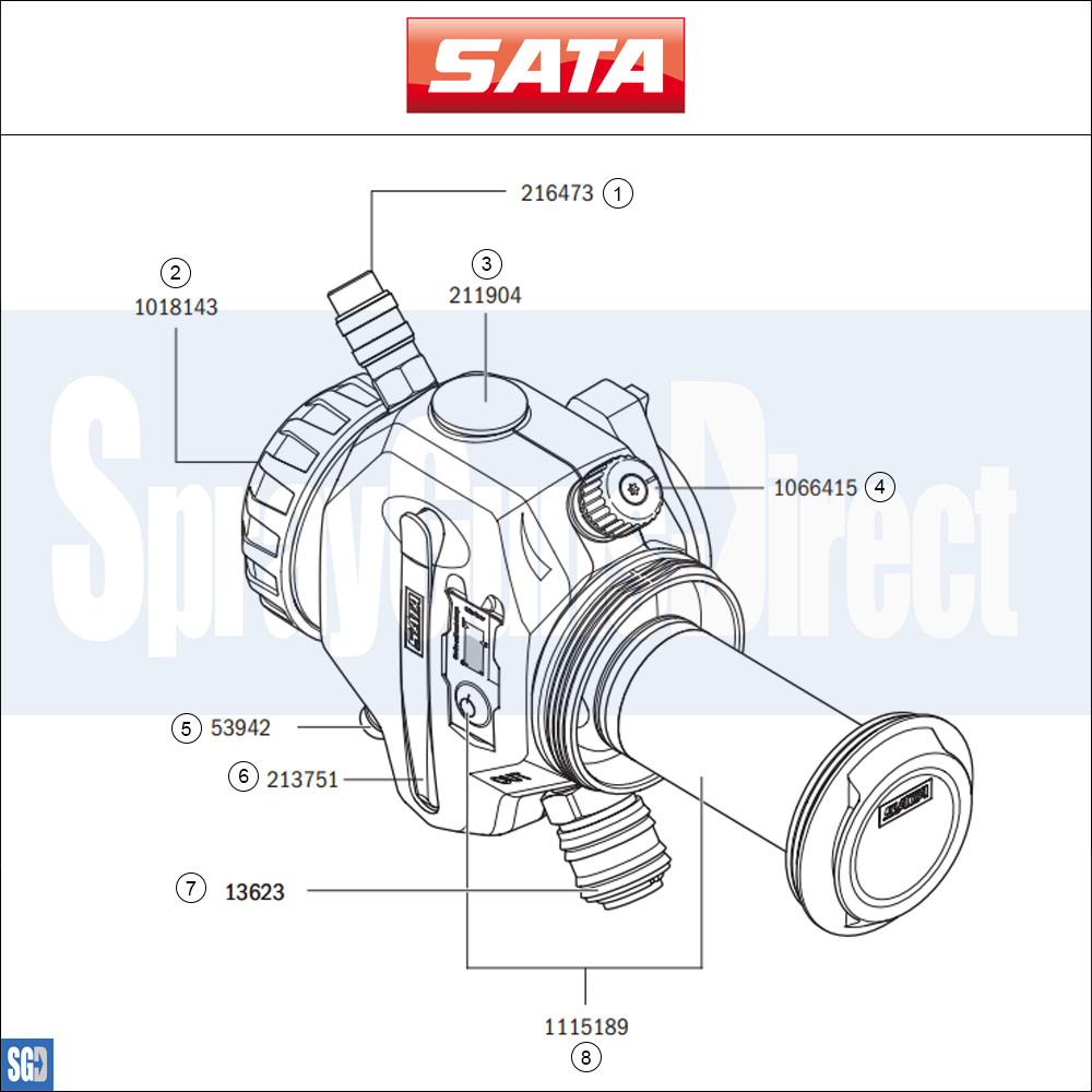 SATA air vision 5000 air carbon regulator (1000166) Parts Breakdown