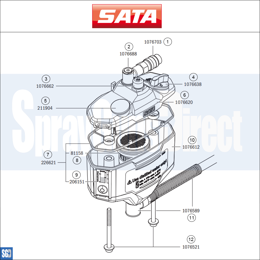 SATA Air Cooler for SATA vision 5000 Mask (1006982) Parts Breakdown