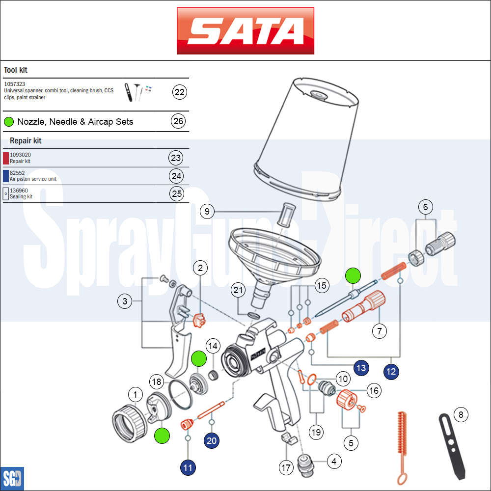 sata x 5500 phaser spray gun parts breakdown spares sprayguns direct