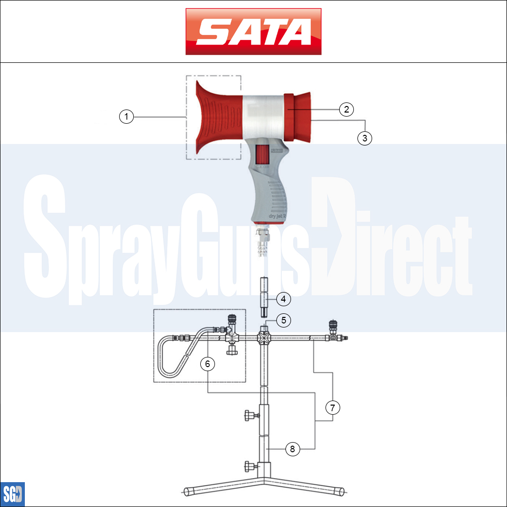 SATA Dry Jet 2 Blow Gun (217489) Spares and Parts Breakdown