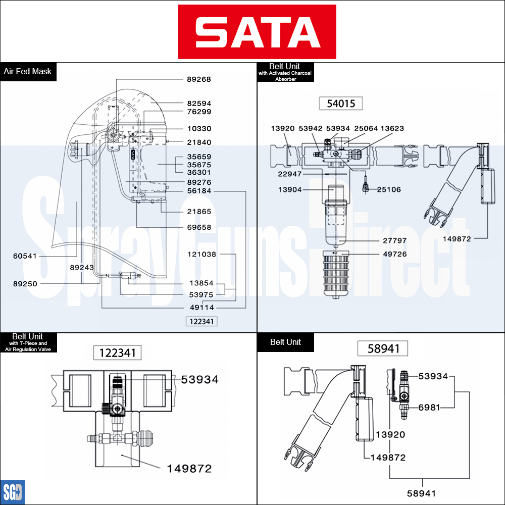 SATA Vision 2000 Respirator Spares and Parts Breakdown