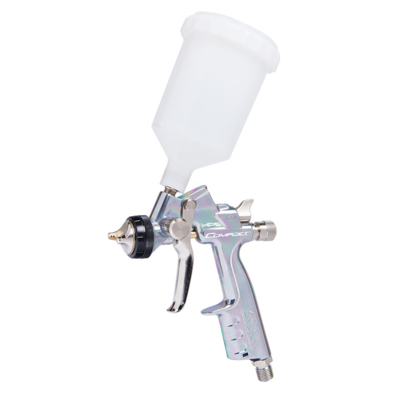 ANi COMPACT Spray Gun Full Sized Mini Kit (AH1521009A) Any compressor & any job** Includes - A.N.I. (ANI) HPS COMPACT Midi Gravity Spray Gun c/w 1.3 tip, additional 1.0 tip and needle.  500 & 250ml cup +  Gauge in a carry case. *Low Air Consumption – Can run off 24ltr Compressor, requires less than 4.5 CFM (125 litres per minute)*