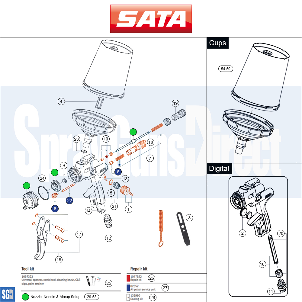 satajet x 5500 spray gun parts breakdown sprayguns direct