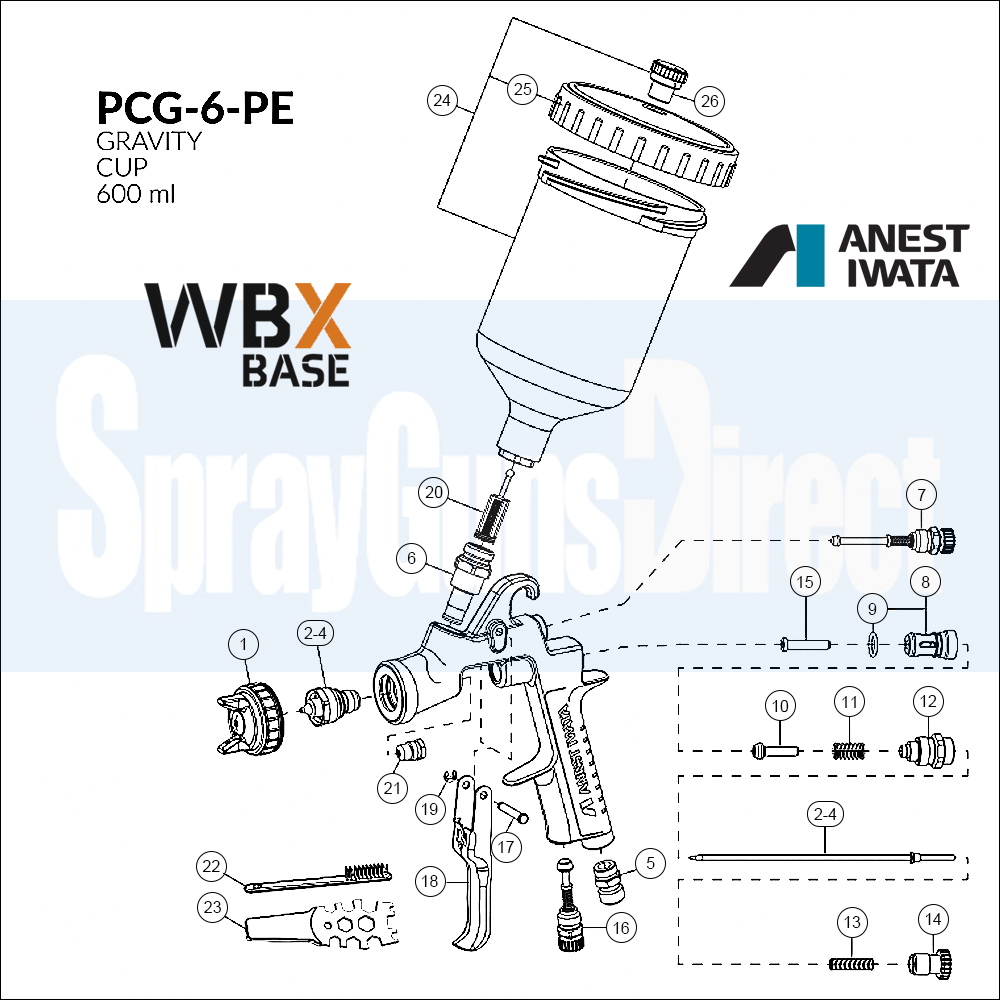 Iwata W400 WBX Classic Plus Spares and Parts Breakdown