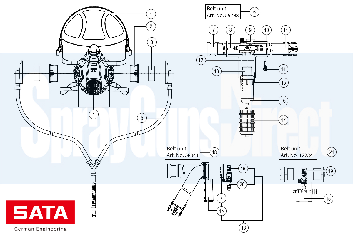 SATA Air Star C Half-Mask Spares and Parts Breakdown