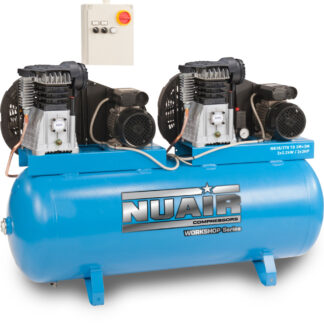 NUAIR NB38/270 TD 3M+3M PRO 2×2.2kW/2x3Hp 270Lt 10 Bar 230V Stationary Air Compressor (32A)