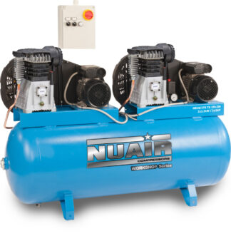 NUAIR NB38/270 TD 3M+3M PRO 2×2.2kW/2x3Hp 270Lt 10 Bar 230V Stationary Air Compressor (32A)